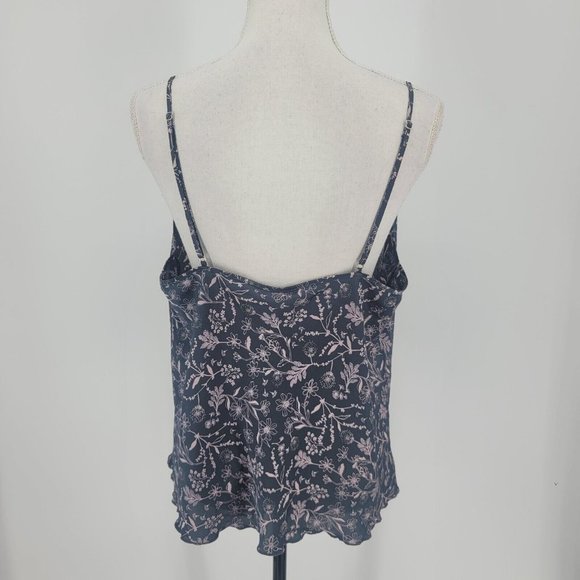 Victoria's Secret Gray Pink Floral Silky Cami Spaghetti Strap Tank Top Size XL - Picture 6 of 8